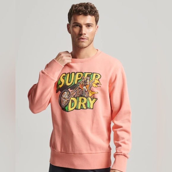 Superdry Other - Superdry Moto Motorcyle Retro Graphic Sweatshirt Orange Crewneck Size Small